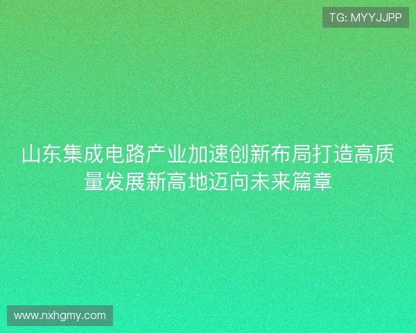 山东集成电路产业加速创新布局打造高质量发展新高地迈向未来篇章